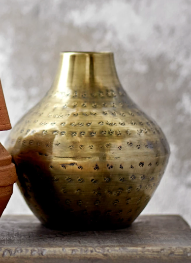 Gold Hammered Metal Vase