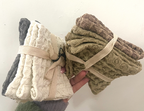 Cotton Waffle Weave Dish Cloths w/ Loops