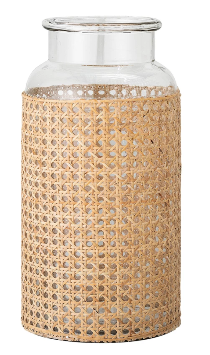 Glass Vase w/ Decorative Cane Sleeve