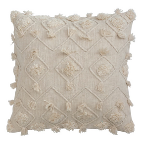 Cotton Slub Pillow w/ Diamond Embroidery