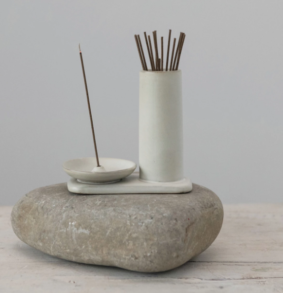 All in one Stoneware Incense Dish/Holder