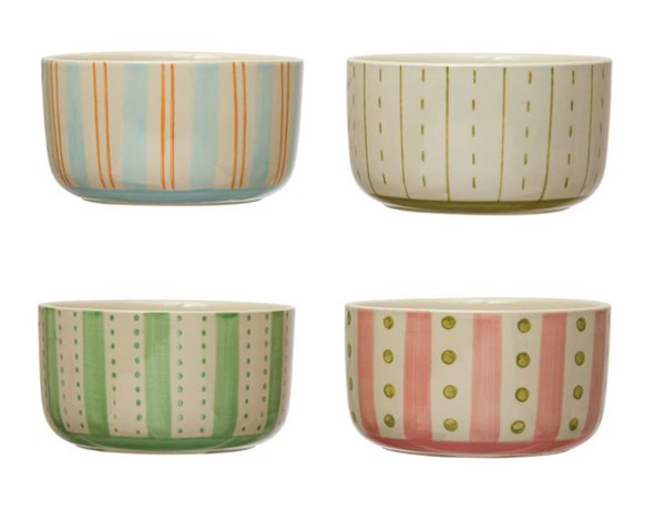 Hand-Painted Stoneware Bowl w/ Pattern