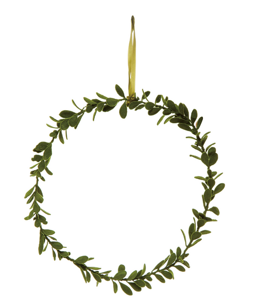 Round Flocked Faux Boxwood Wreath