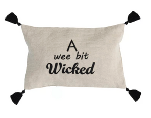 Halloween Linen Lumbar Pillow w/ Saying