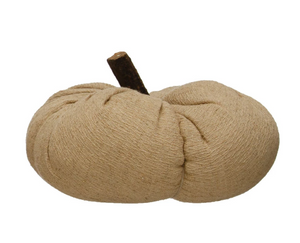 Fabric Pumpkin w/ Wood Stem