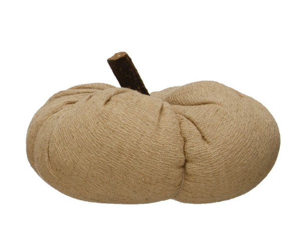 Fabric Pumpkin w/ Wood Stem