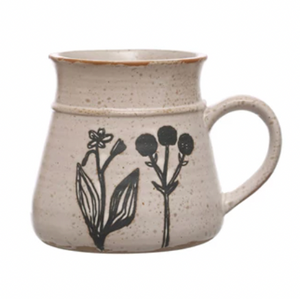 Stoneware Mug w/ Flowers